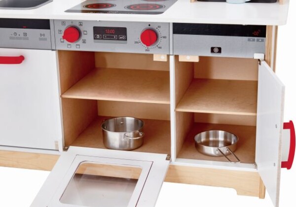 Hape All-in-1 Kitchen - Μεγάλη Επαγγελματική Κουζίνα Με Φώτα Και Ήχους - Περιλαμβάνει Κατσαρόλες Και Αξεσουάρ - 14 Τεμ. - Image 4