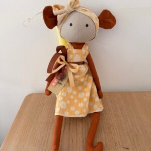 Λαμπάδα "Monkey" με φόρεμα πουά κίτρινο